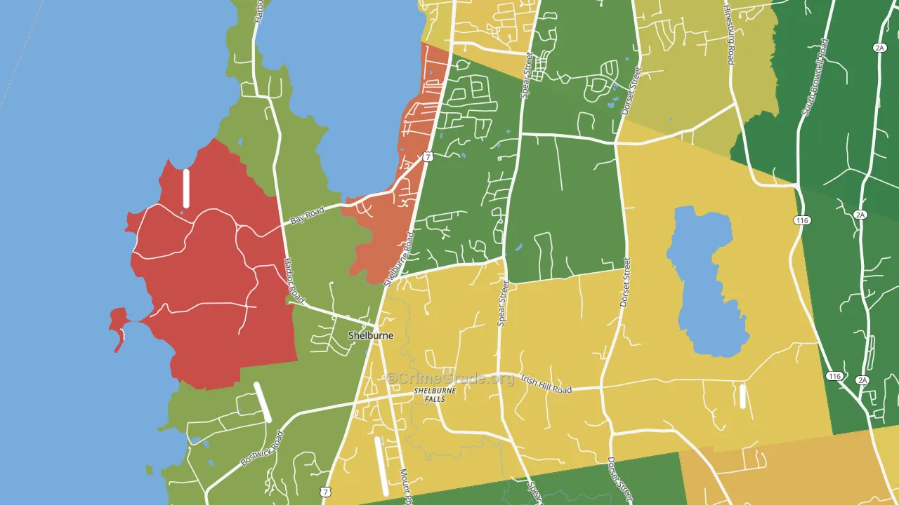 Shelburne, VT Map of Burglary Rates