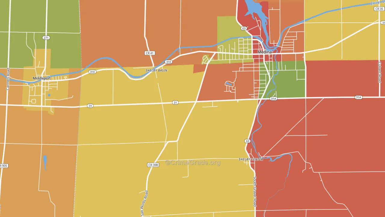 Shelby Basin, NY Map of Burglary Rates
