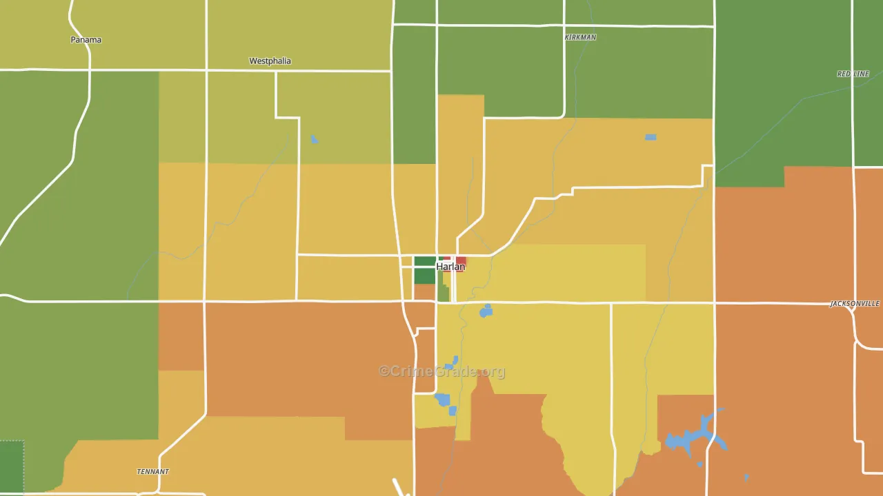 Shelby County, IA Map of Burglary Rates