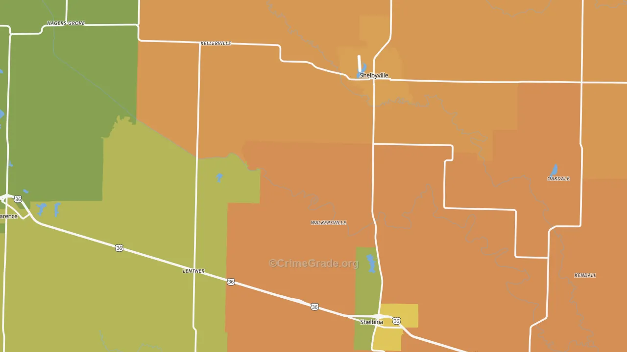 Shelby County, MO Map of Burglary Rates