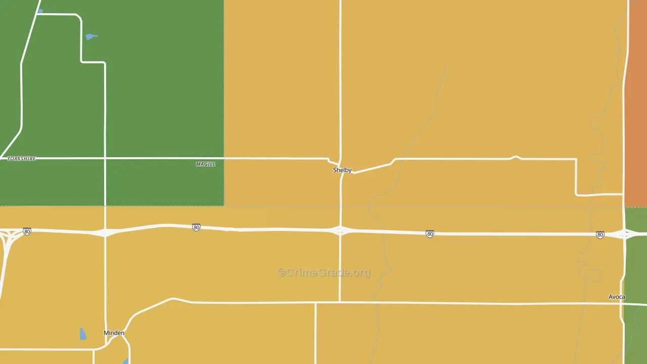 Shelby, IA Map of Burglary Rates
