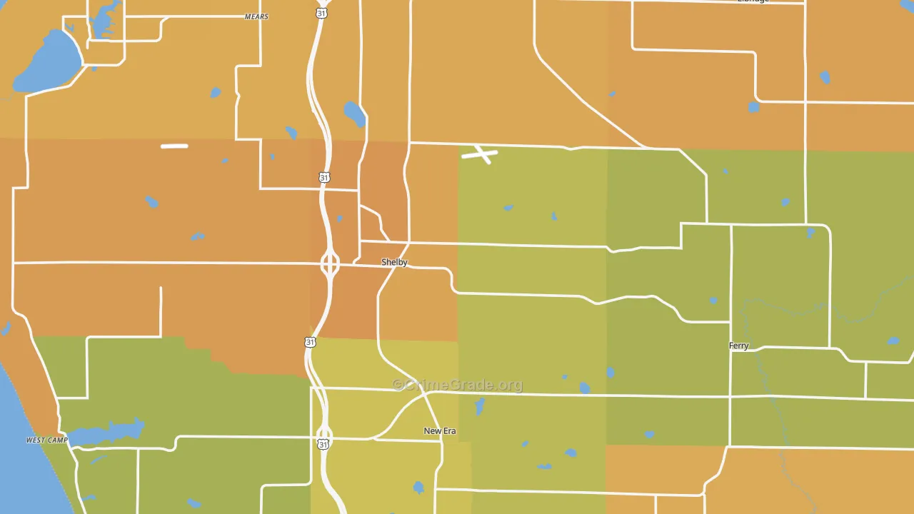 Shelby, MI Map of Burglary Rates