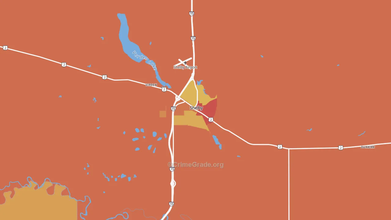 Shelby, MT Map of Burglary Rates
