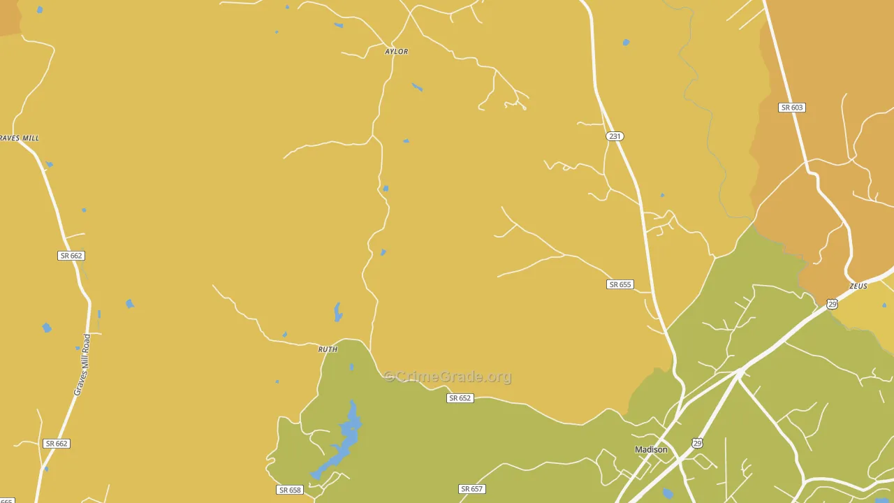 Shelby, VA Map of Burglary Rates