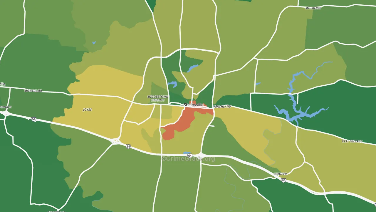 Shelbyville, KY Map of Burglary Rates