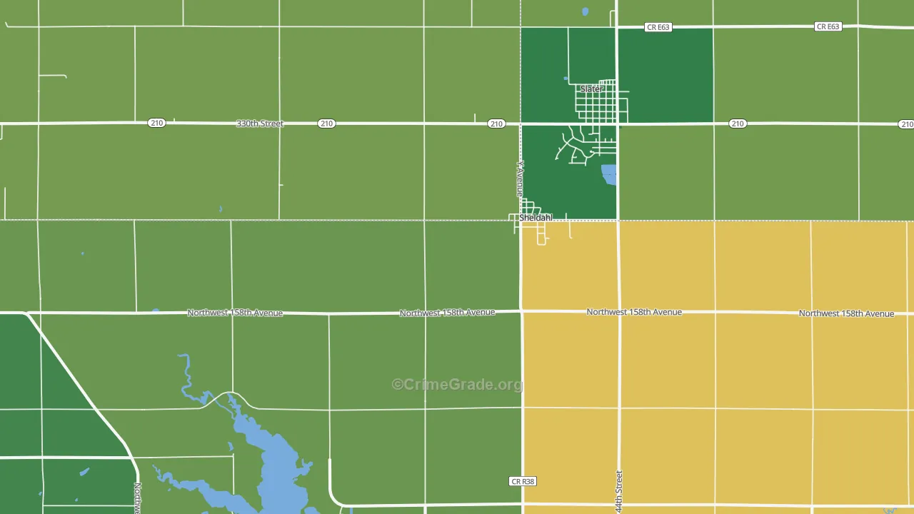 Sheldahl, IA Map of Burglary Rates