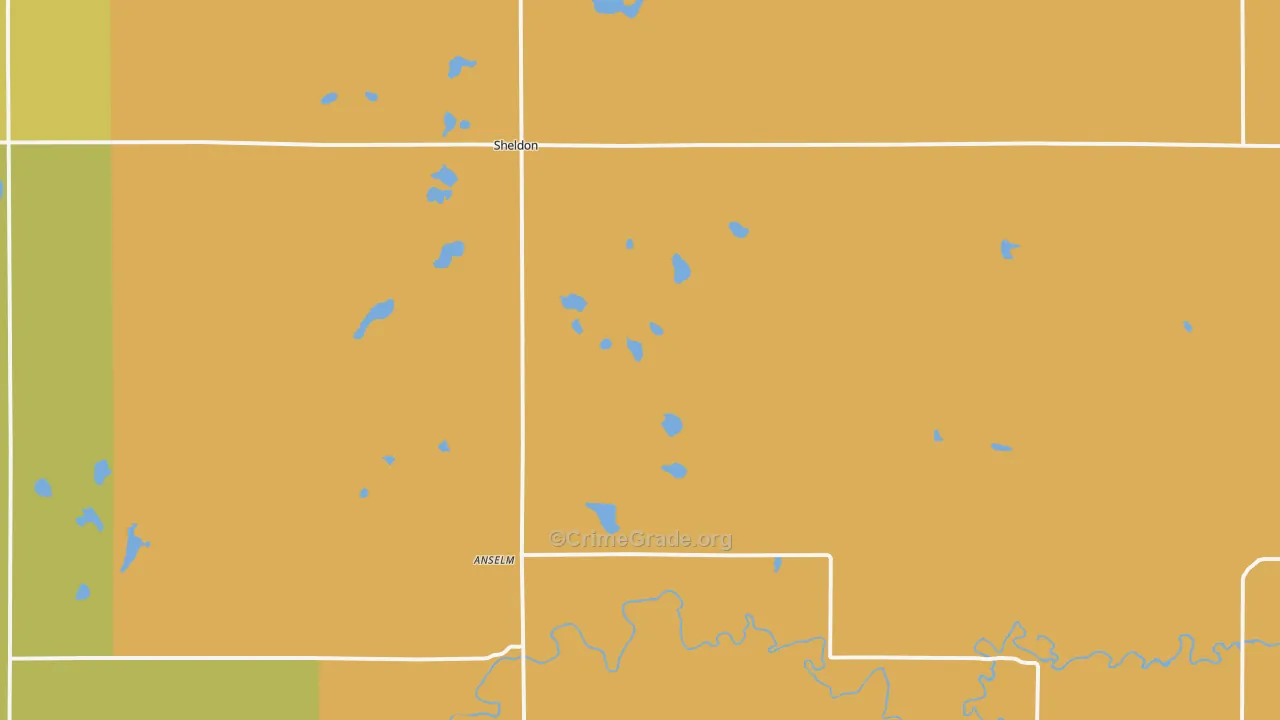 Sheldon, ND Map of Burglary Rates
