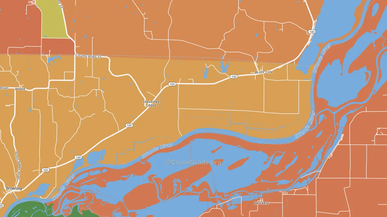 Sheldons Grove, IL Map of Burglary Rates