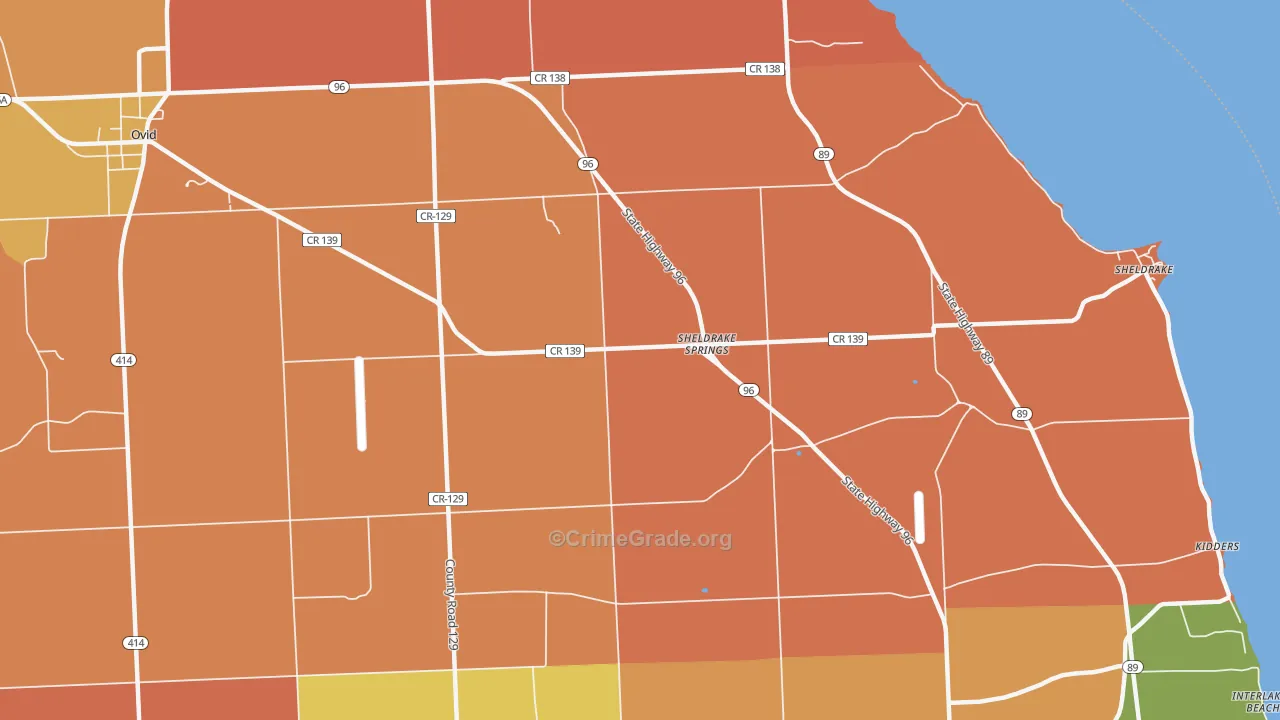 Sheldrake Springs, NY Map of Burglary Rates