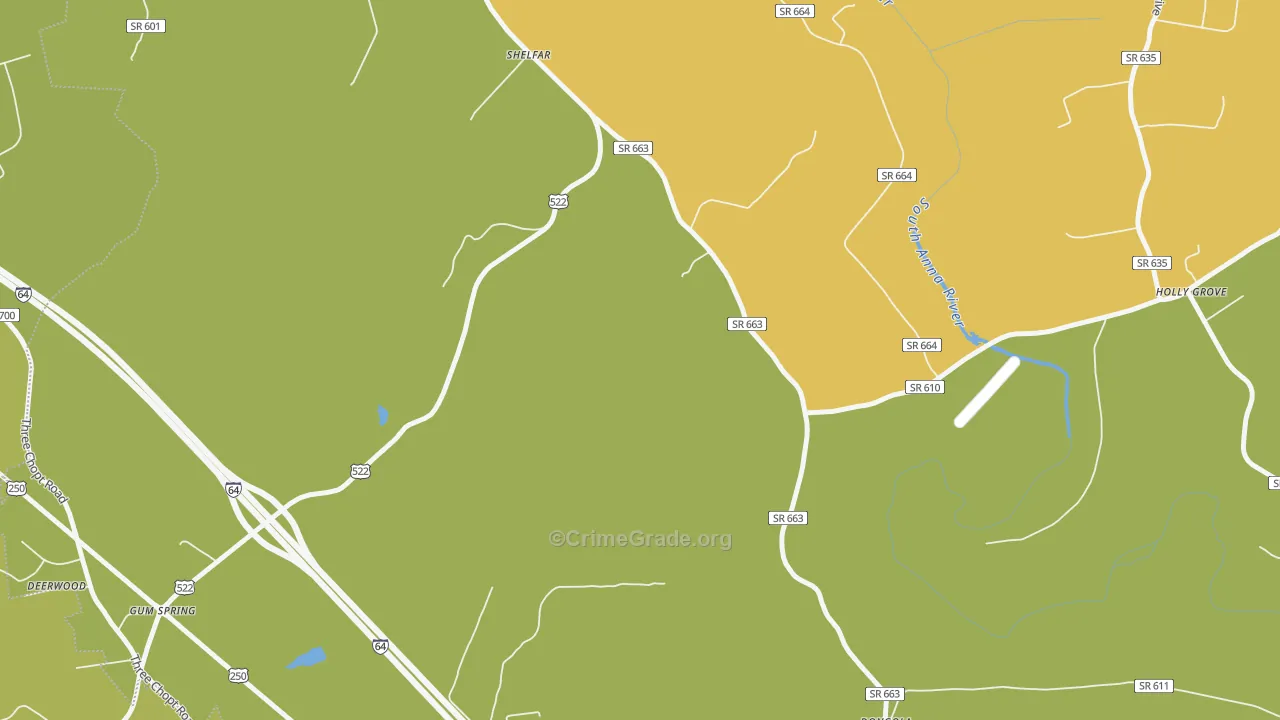Shelfar, VA Map of Burglary Rates