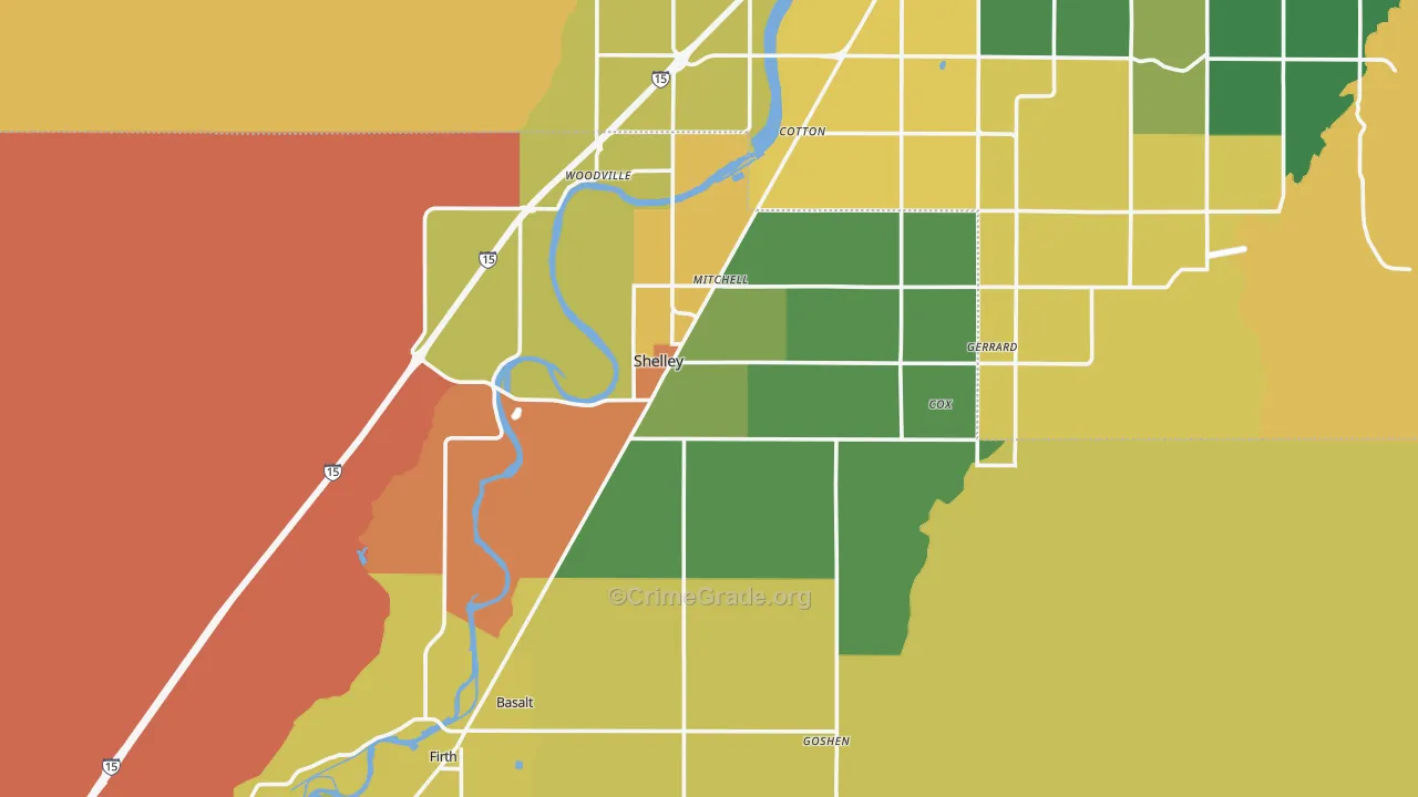 Shelley, ID Map of Burglary Rates