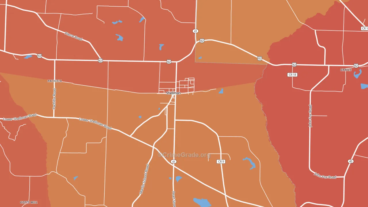 Shellman, GA Map of Burglary Rates