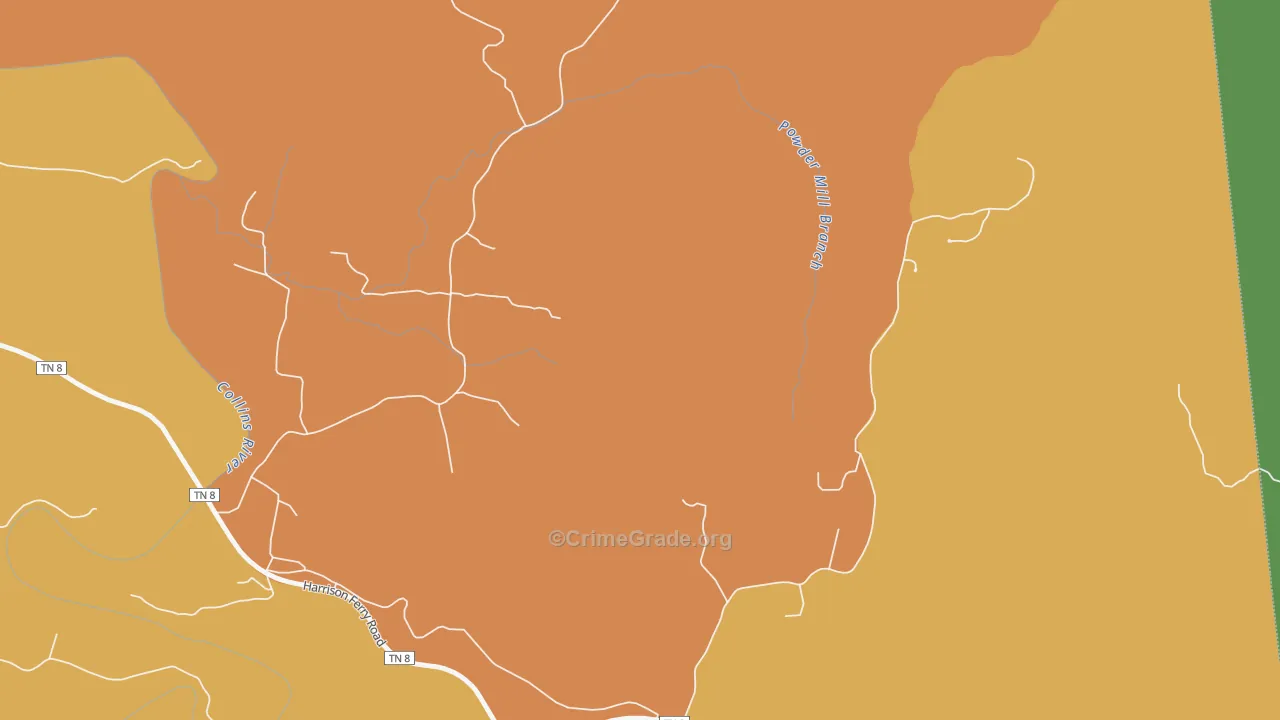 Shellsford, TN Map of Burglary Rates