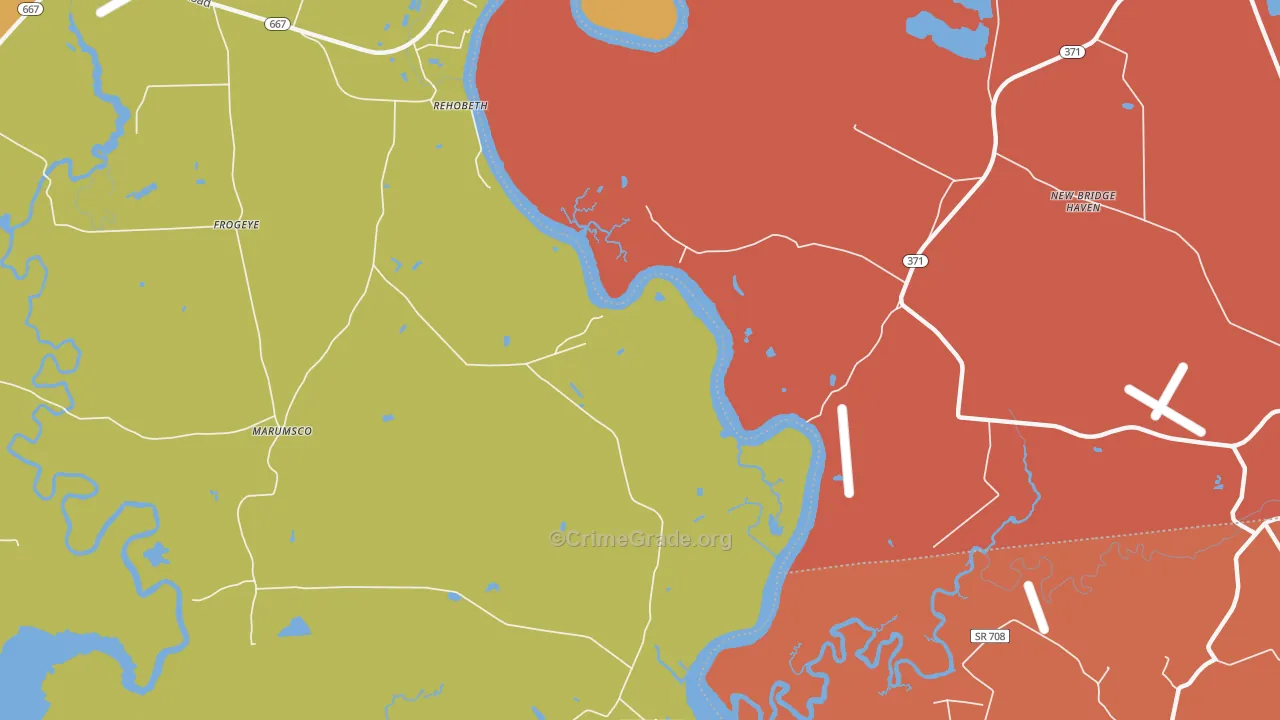 Shelltown, MD Map of Burglary Rates