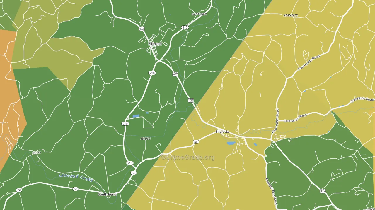 Shelocta, PA Map of Burglary Rates