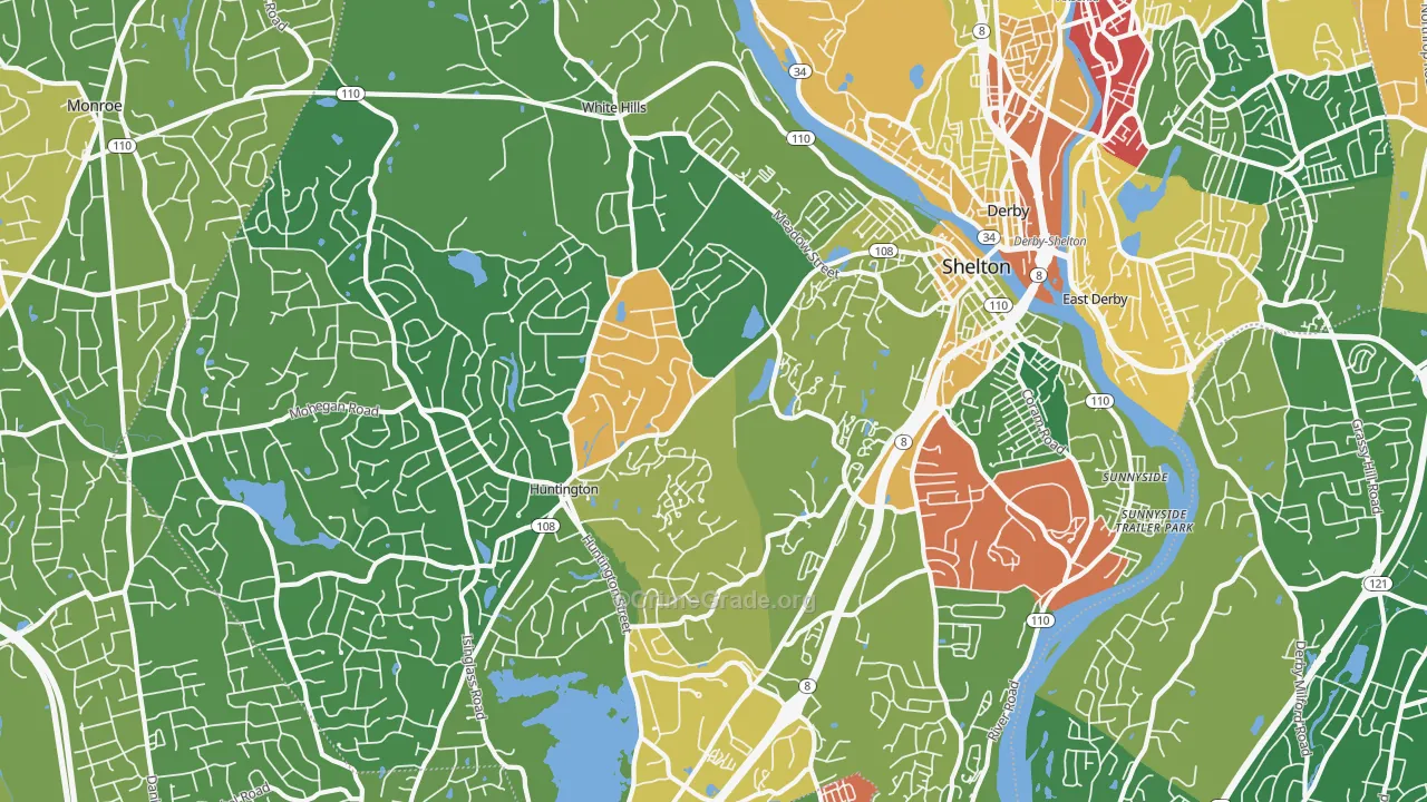 Shelton, CT Map of Burglary Rates