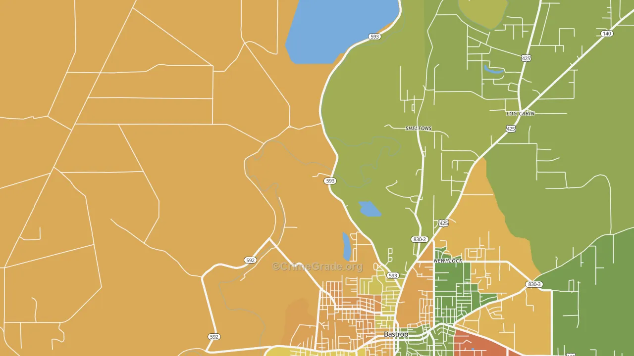 Sheltons, LA Map of Burglary Rates