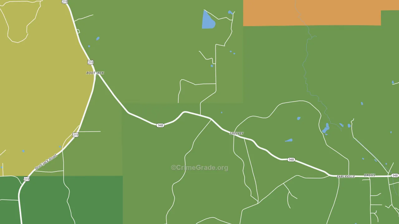 Shelvey, PA Map of Burglary Rates