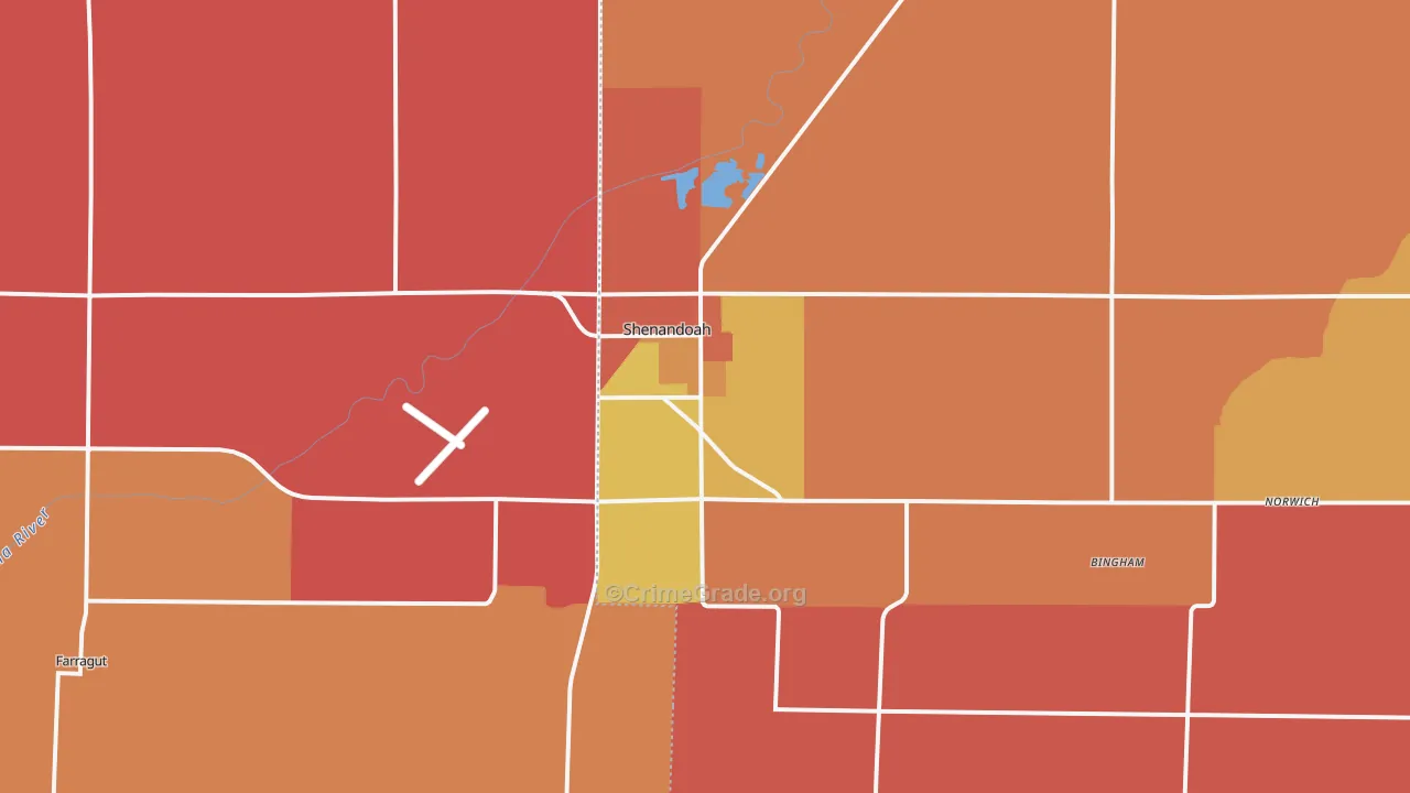 Shenandoah, IA Map of Burglary Rates