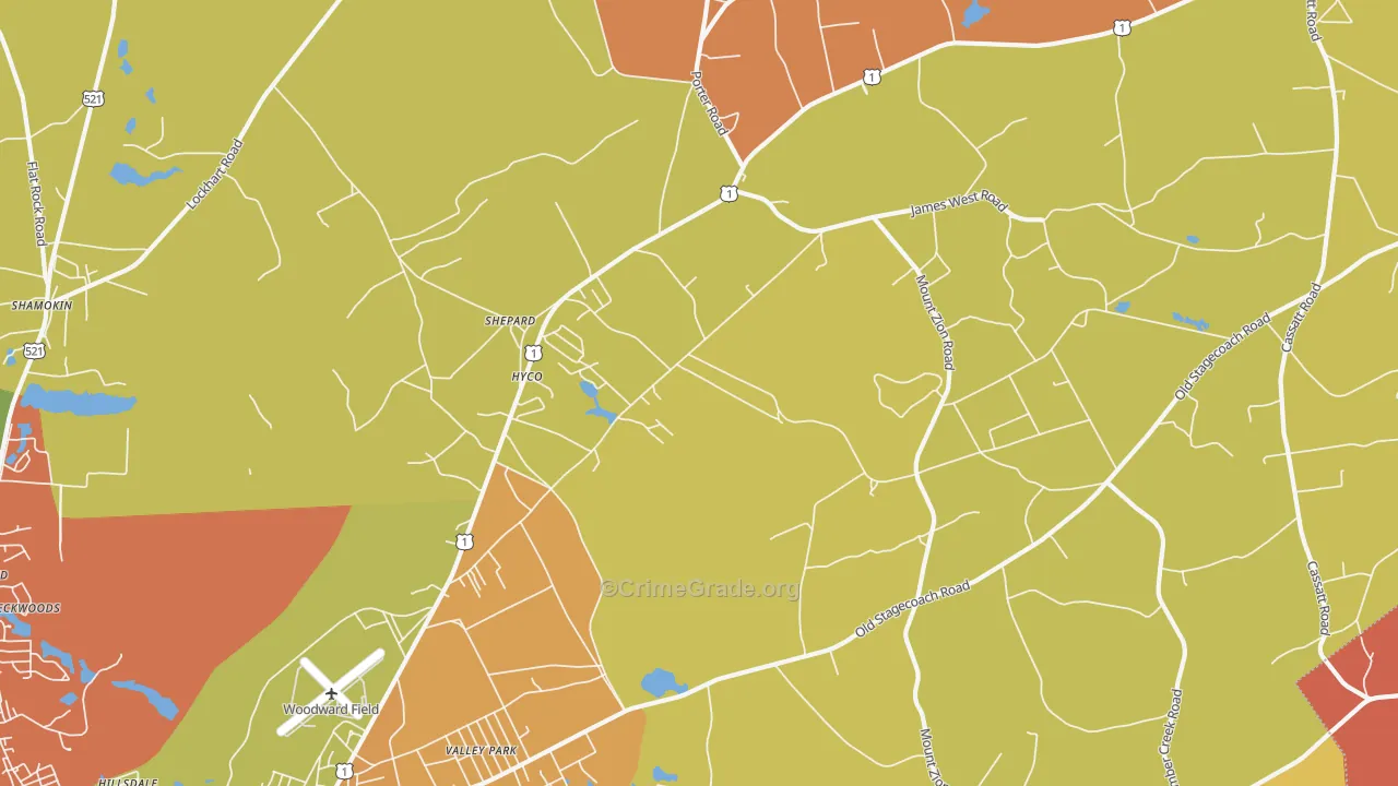 Shepard, SC Map of Burglary Rates