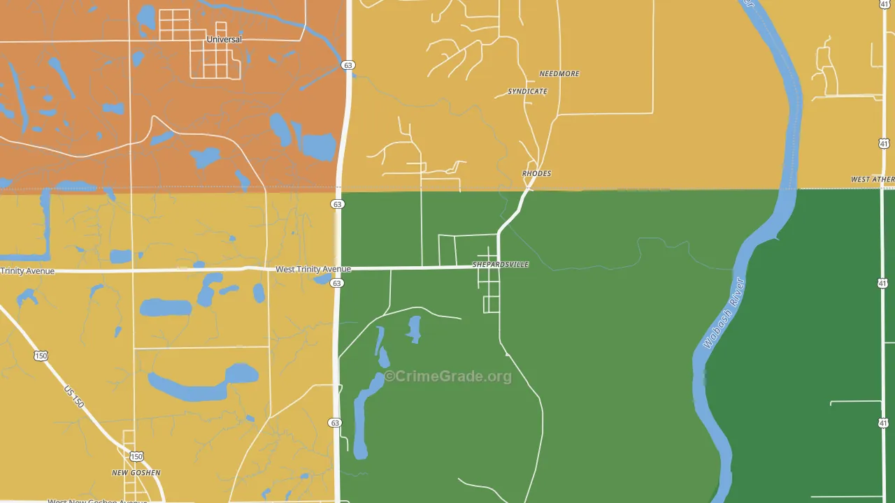 Shepardsville, IN Map of Burglary Rates