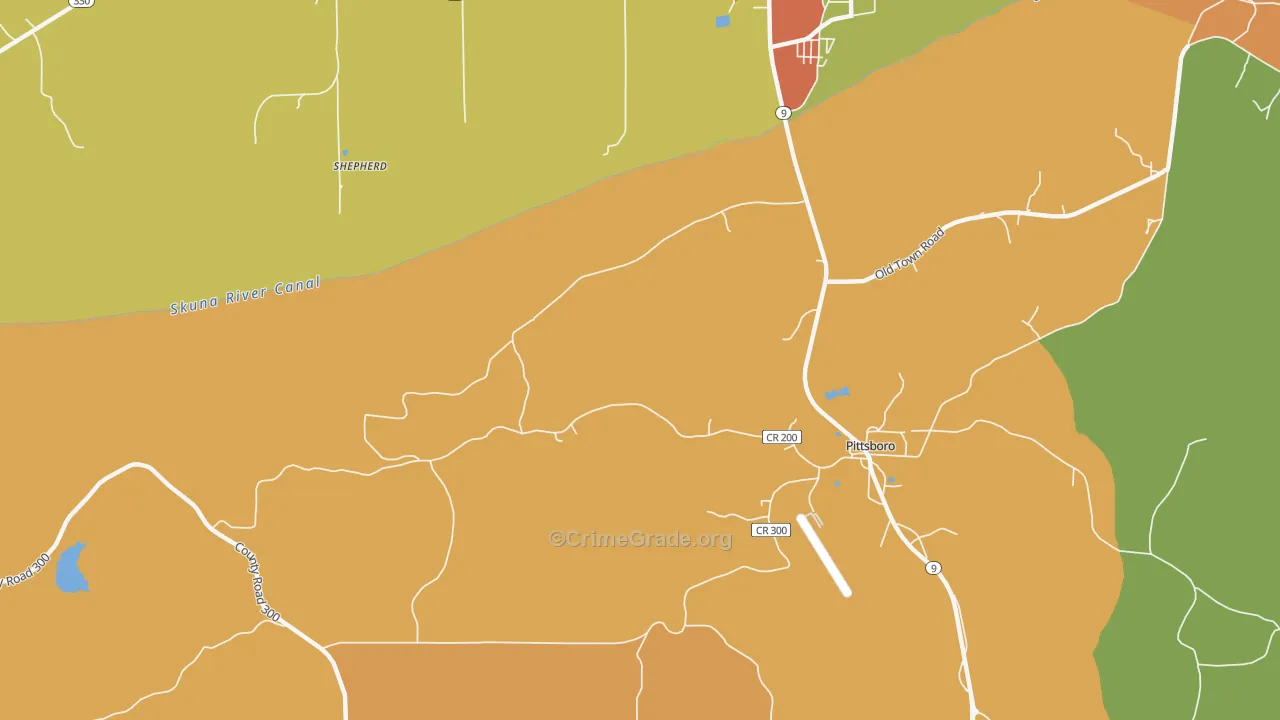 Shepherd, MS Map of Burglary Rates
