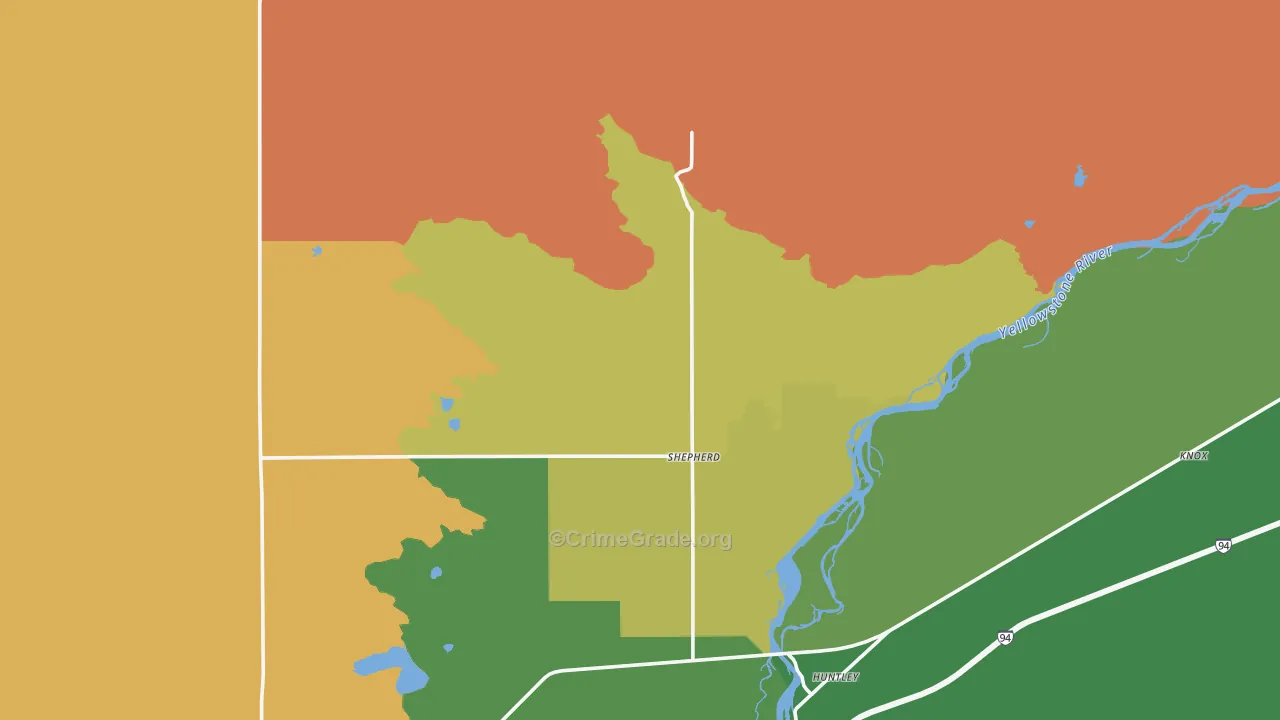 Shepherd, MT Map of Burglary Rates