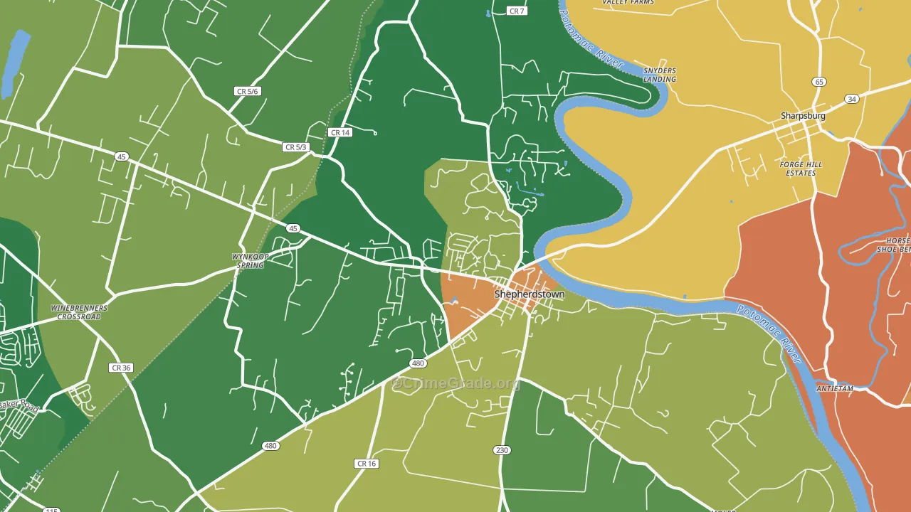 Shepherdstown, WV Map of Burglary Rates