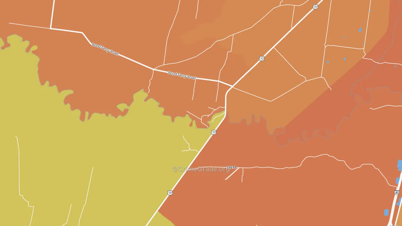 Shepp, TN Map of Burglary Rates
