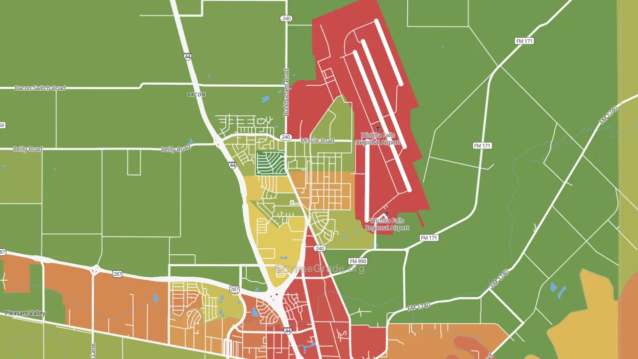 Sheppard Afb, TX Map of Burglary Rates