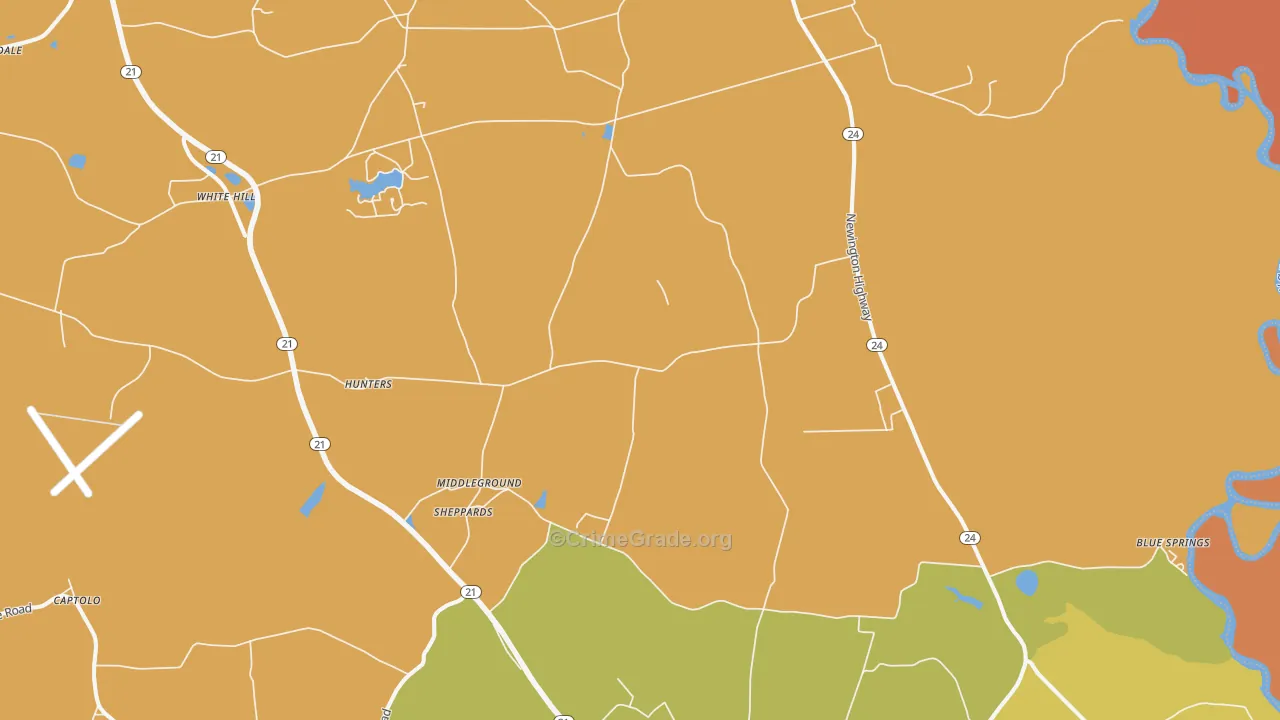Sheppards, GA Map of Burglary Rates
