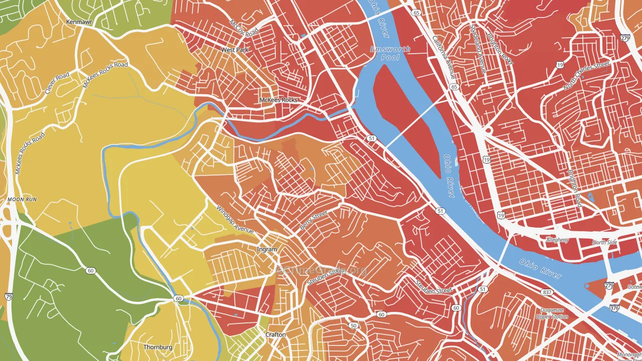 Sheraden, Pittsburgh, PA Map of Burglary Rates