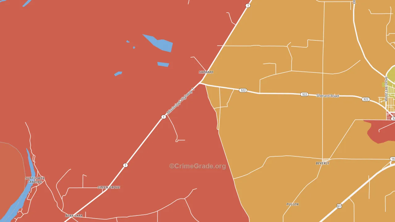 Sherard, MS Map of Burglary Rates