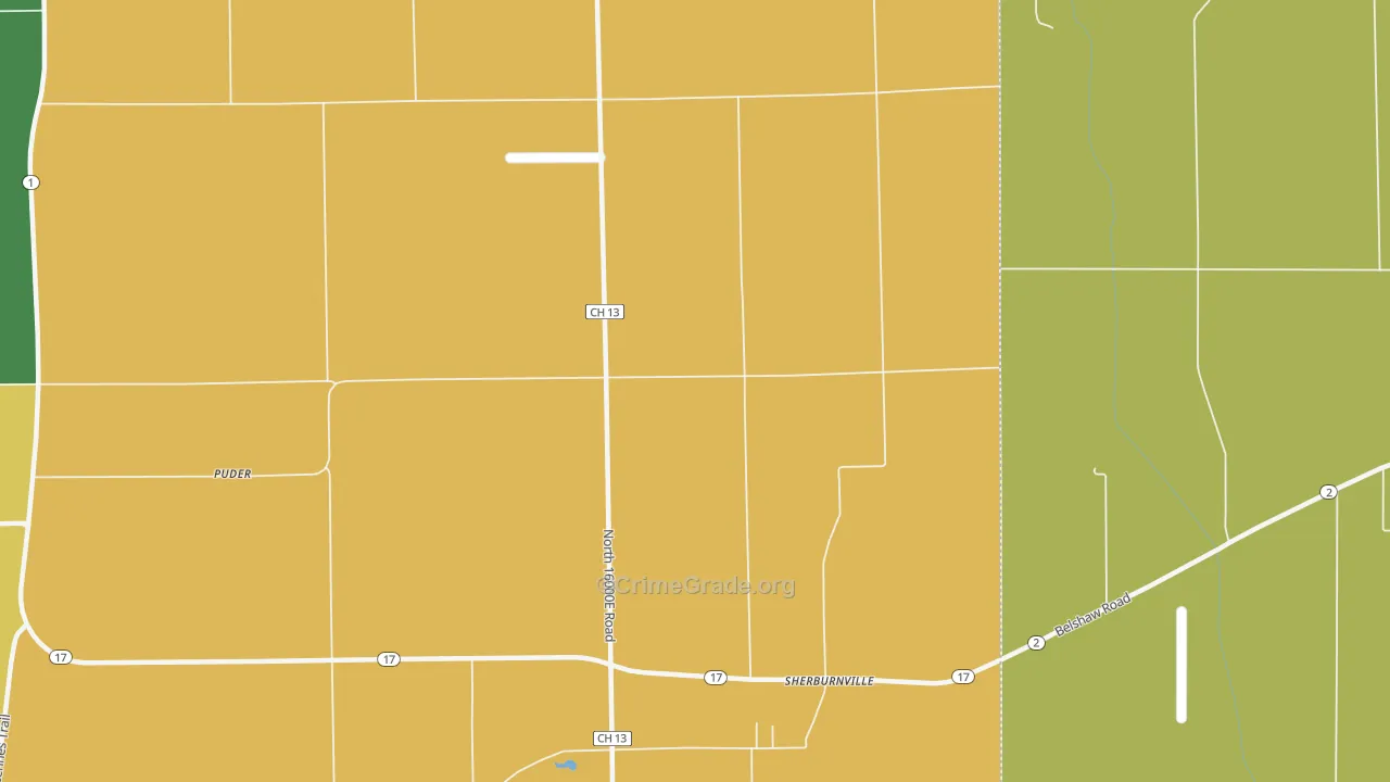 Sherburnville, IL Map of Burglary Rates