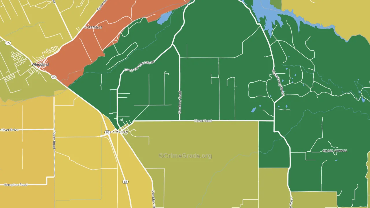 Sheridan, CA Map of Burglary Rates