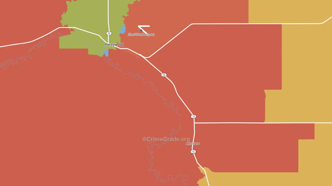 Sheridan County, MT Map of Burglary Rates