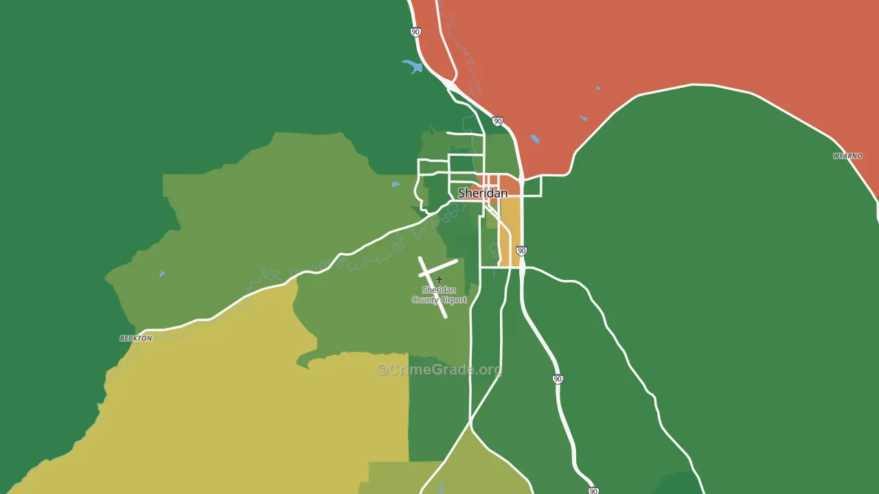 Sheridan County, WY Map of Burglary Rates