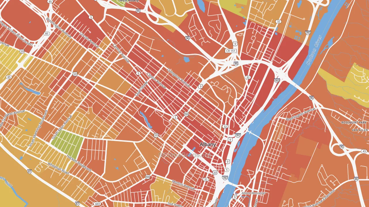 Sheridan Hollow, Albany, NY Map of Burglary Rates