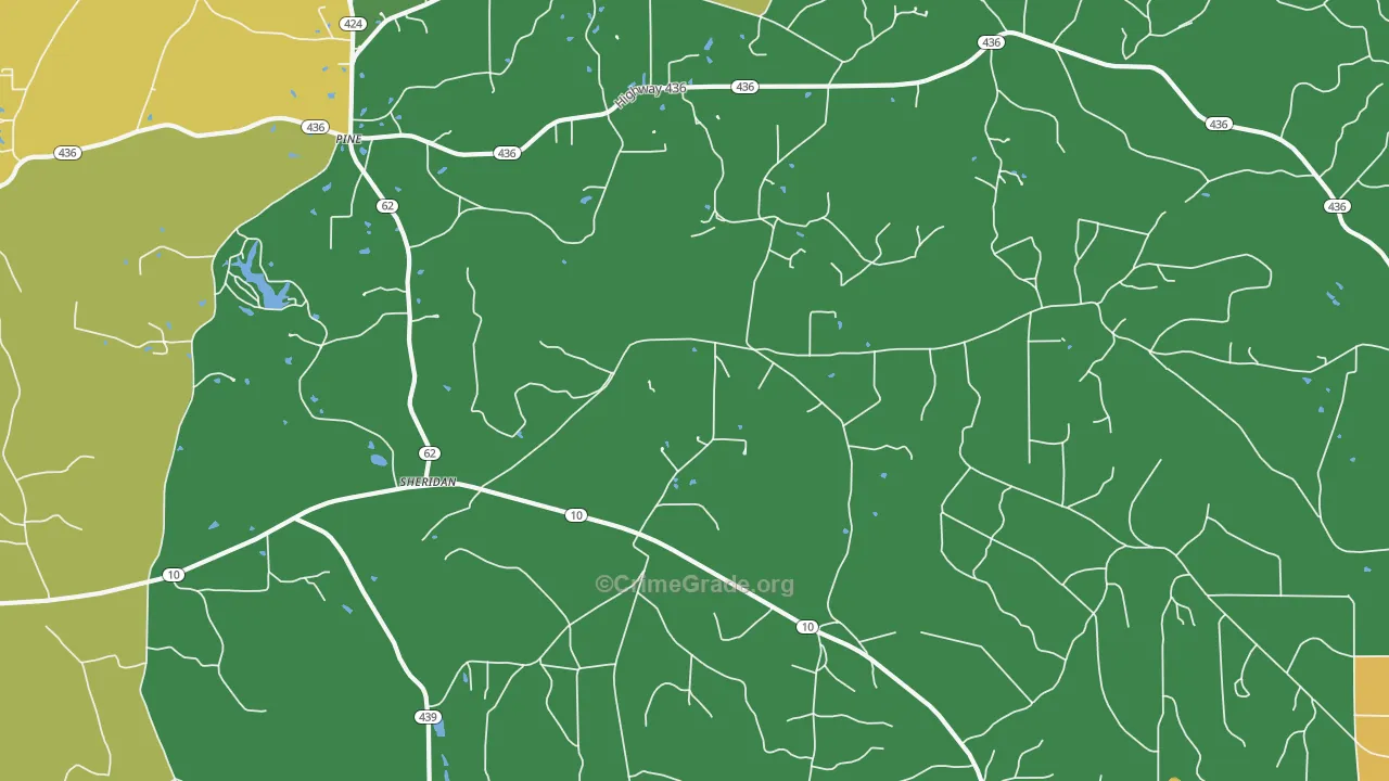 Sheridan, LA Map of Burglary Rates