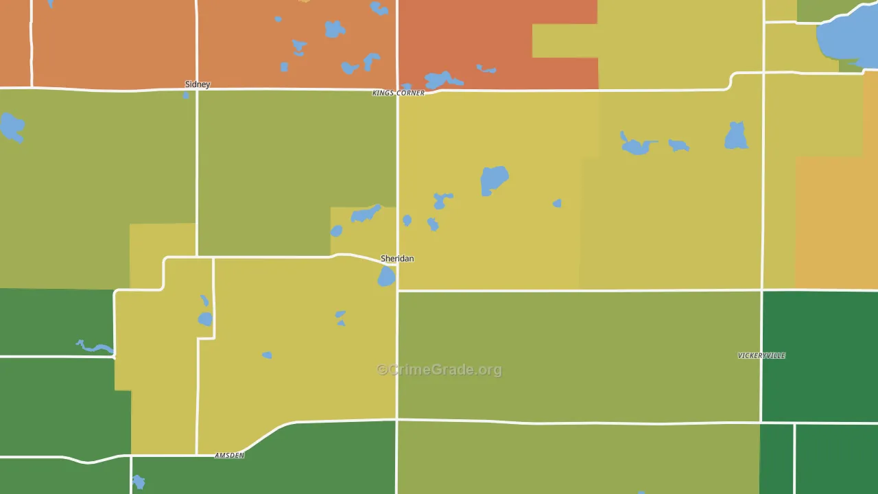 Sheridan, MI Map of Burglary Rates
