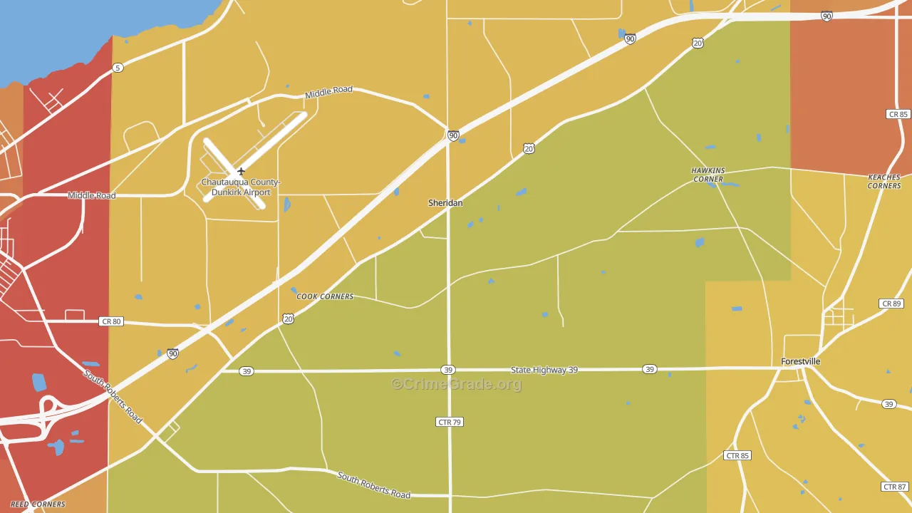 Sheridan, NY Map of Burglary Rates