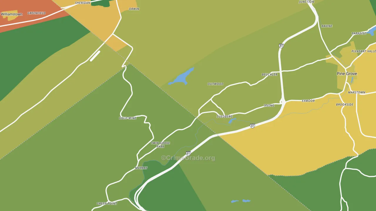 Sheridan, PA Map of Burglary Rates