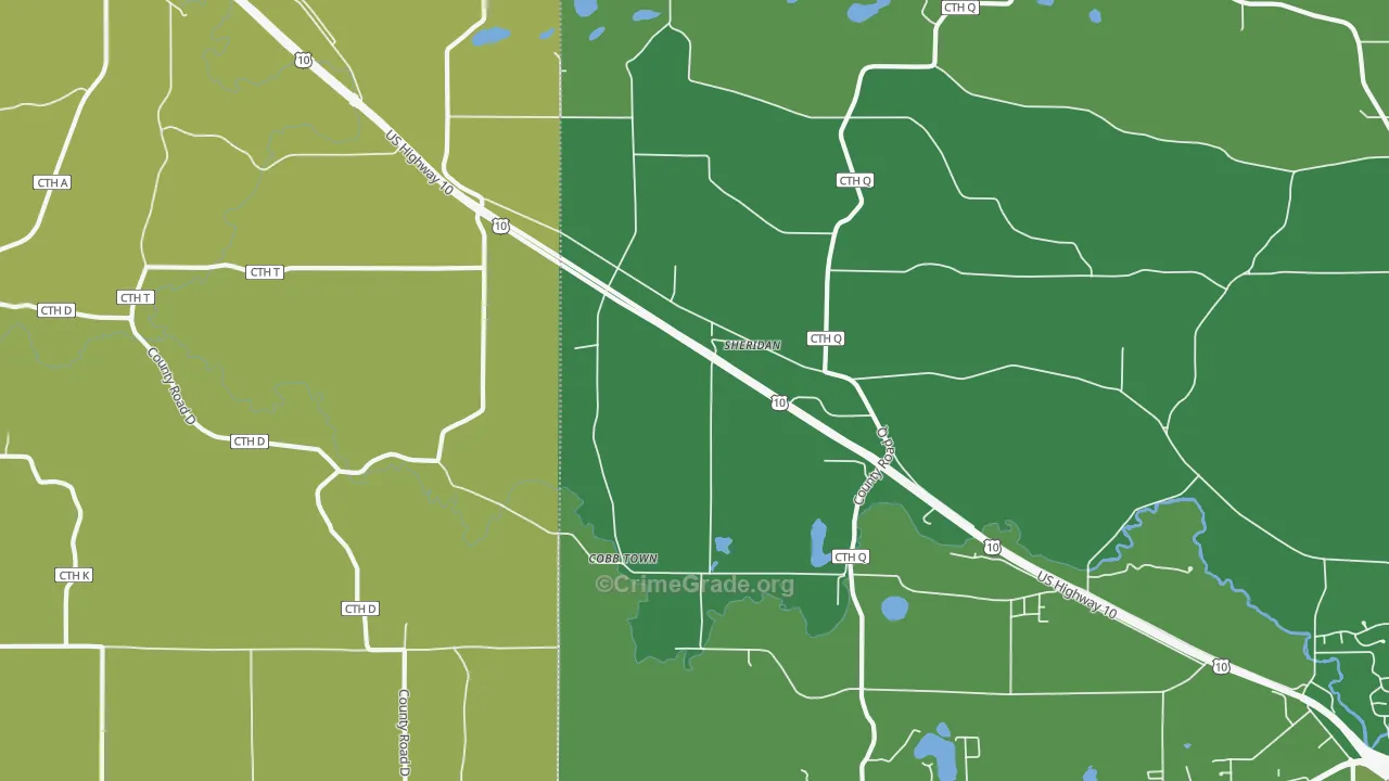 Sheridan, WI Map of Burglary Rates
