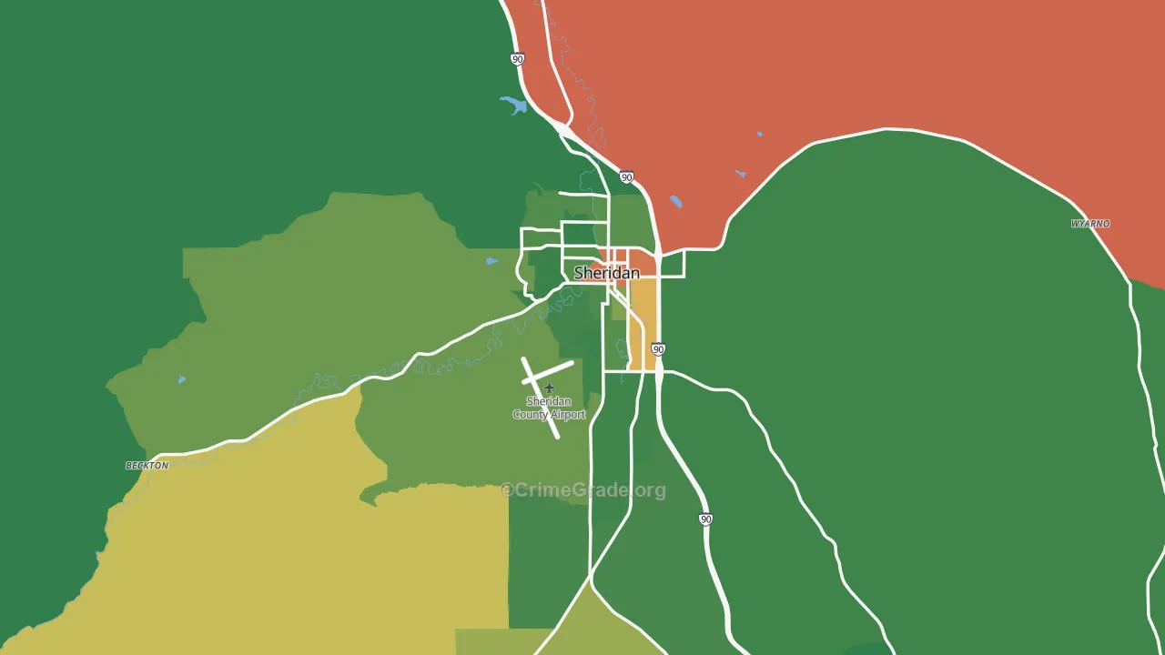 Sheridan, WY Map of Burglary Rates
