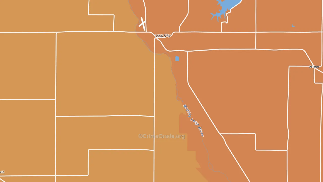 Sherman County, NE Map of Burglary Rates