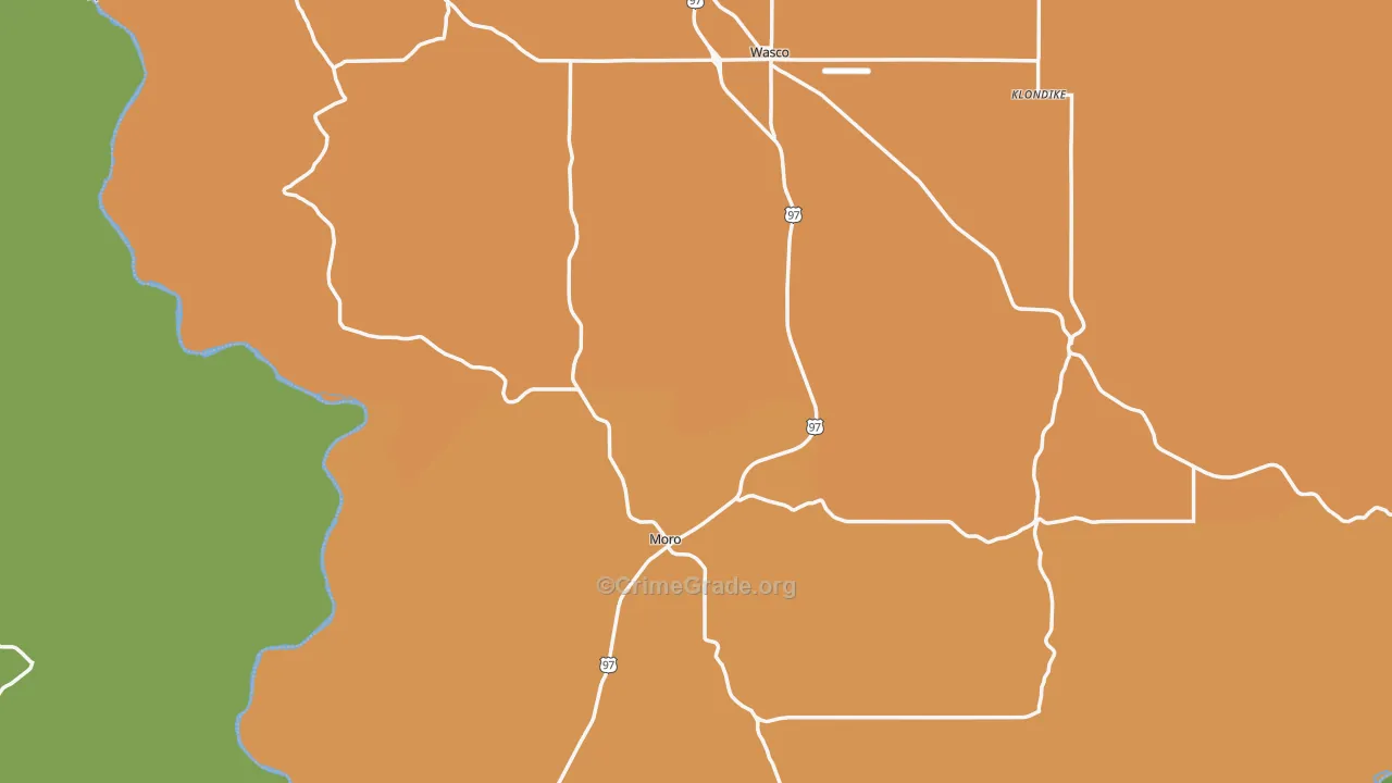 Sherman County, OR Map of Burglary Rates