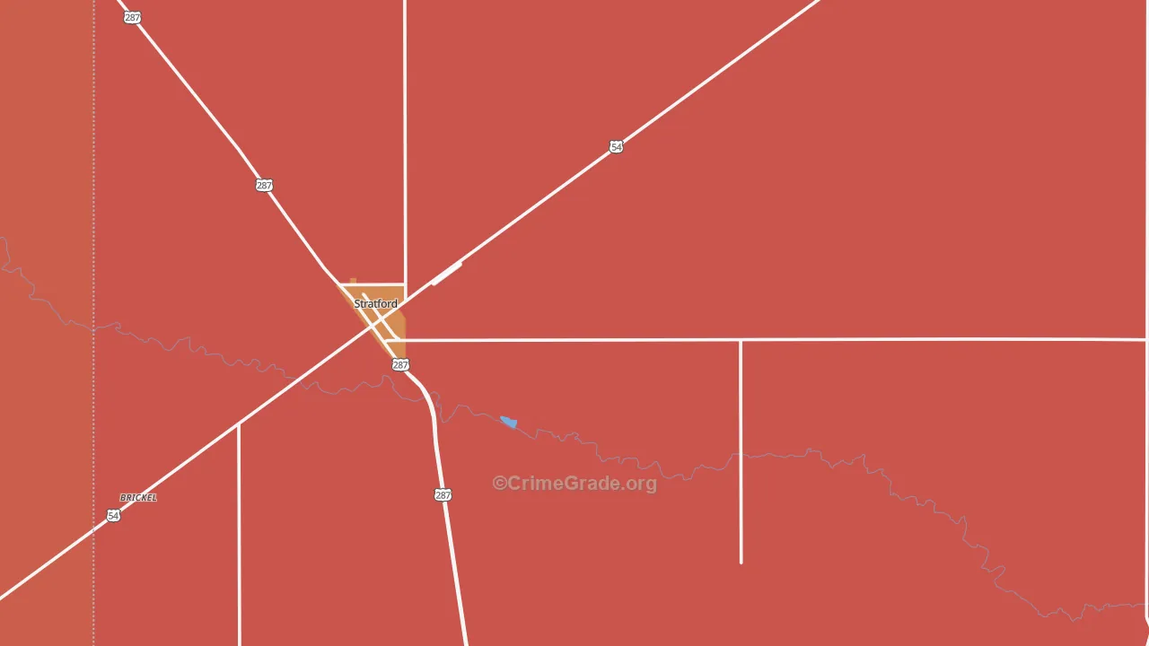 Sherman County, TX Map of Burglary Rates
