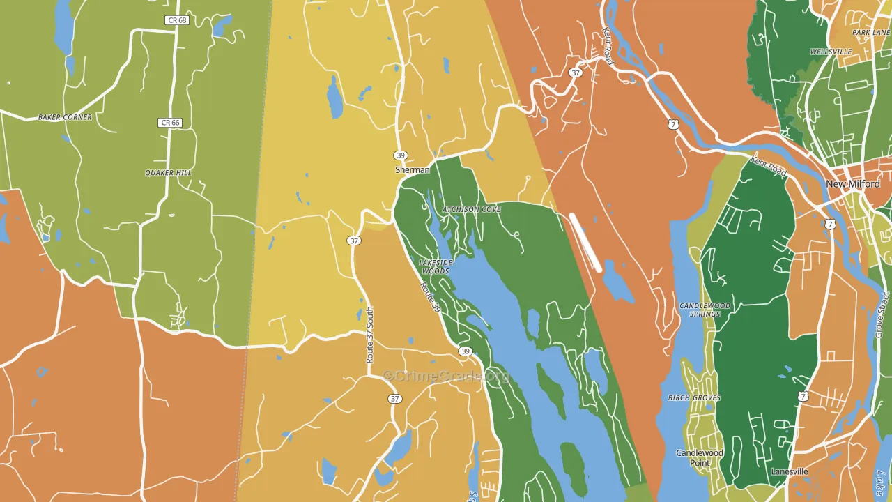 Sherman, CT Map of Burglary Rates