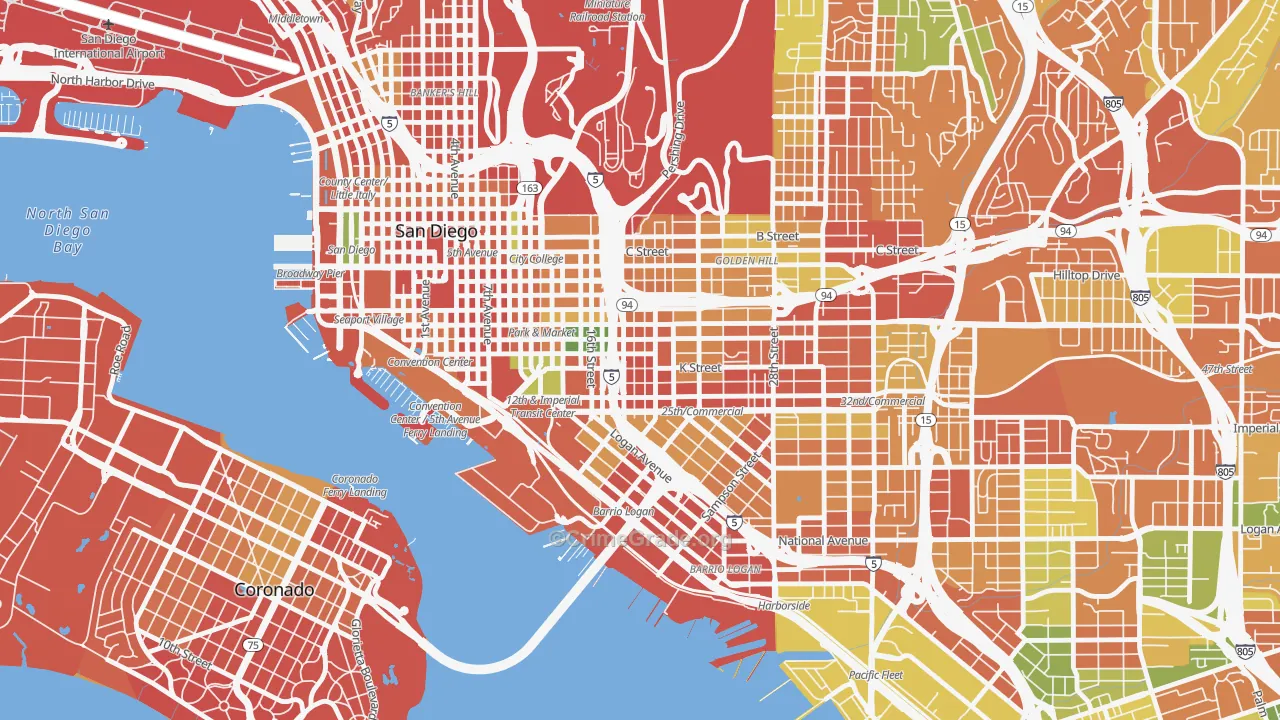 Sherman Heights, San Diego, CA Map of Burglary Rates