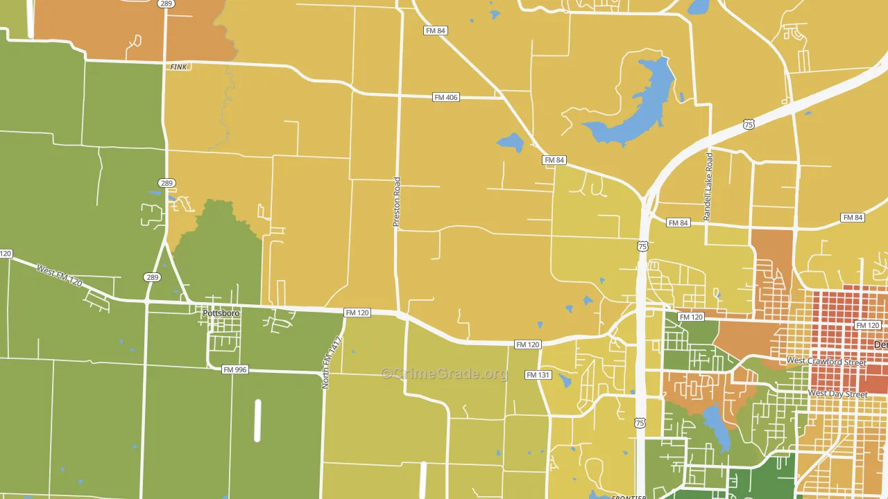 Sherman Junction, TX Map of Burglary Rates